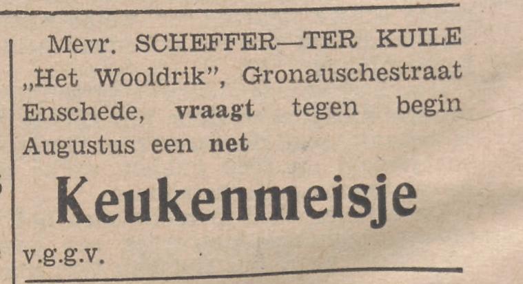 Gronausestraat Het Wooldrik Mevr- Scheffer-ter Kuile advertentie 14-6-1939.jpg