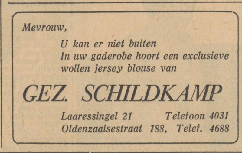 Oldenzaalsestraat 188 Gez. Schildkamp advertentie Tubantia 27-4-1956.jpg