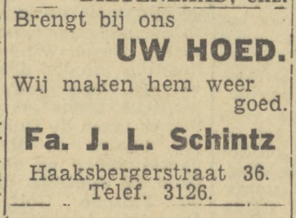 Haaksbergerstraat 36 Fa. J.L. Schintz advertentie Twentsch nieuwsblad 28-12-1943.jpg