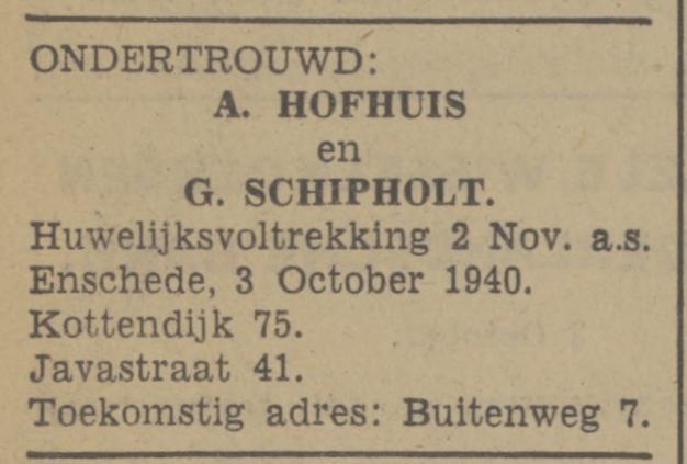 Buitenweg 7 G. Schipholt advertentie Tubantia 3-10-1940.jpg