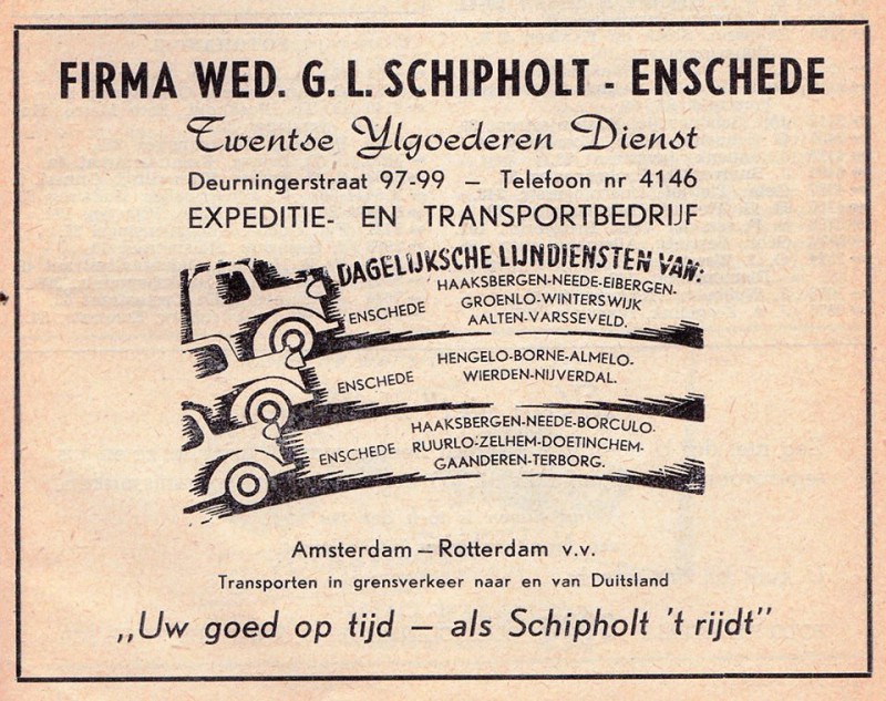 Deurningerstraat 97-99 Expeditie en Transportbedrijf Firma Wed, G.L. Schipholt.jpg