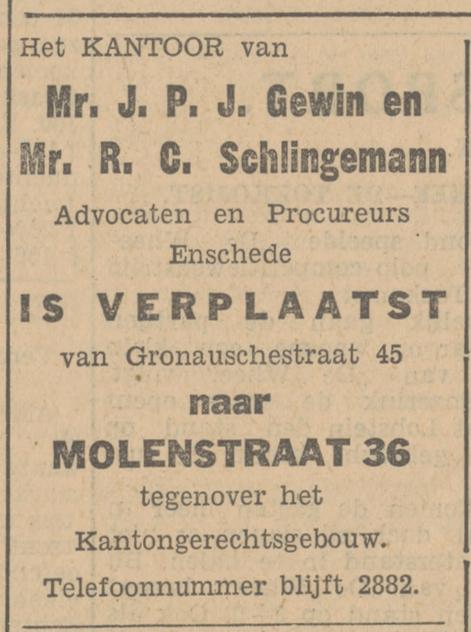 Molenstraat 36 Mr. R.C. Schlingenann advertentie Tubantia 4-9-1934.jpg