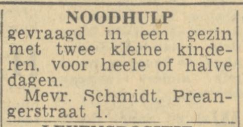 Preangerstraat 1 Mevr. Schmidt advertentie Twentsch nieuwsblad 8-4-1944.jpg