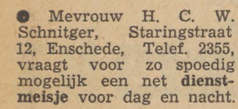 Staringstraat 12 H.C.W. Schnitger advertentie Tubantia 29-4-1954.jpg