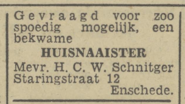 Staringstraat 12 H.C.W. Schnitger advertentie Tubantia 18-11-1946.jpg