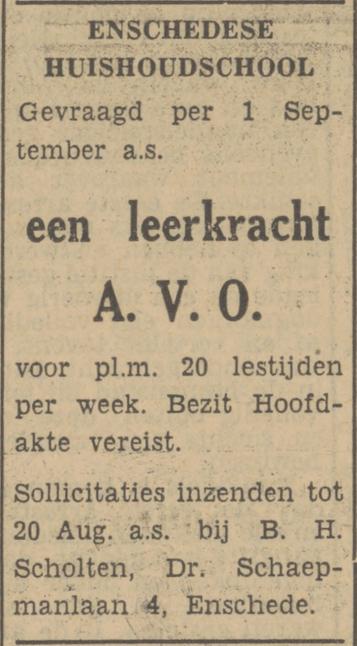 Dr. Schaepmanlaan 4 B.H. Scholten advertentie Tubantia 30-7-1951.jpg