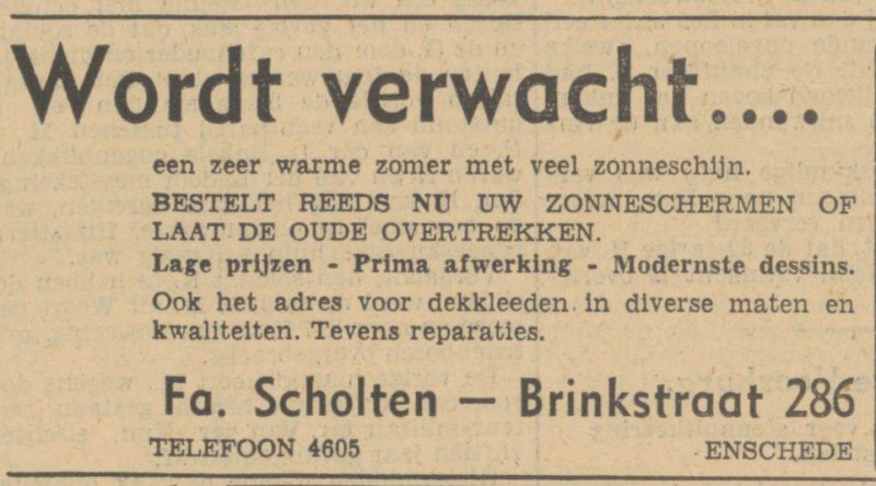 Brinkstraat 286 Fa. Scholten advertentie Tubantia 14-3-1940.jpg