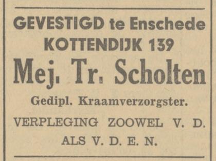 Kottendijk 139 Mej. Tr. Scholten kraamverzorgster advertentie Tubantia 24-4-1935.jpg