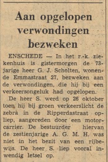 Emmastraat 27 G.J. Scholten krantenbericht Tubantia 7-11-1963.jpg