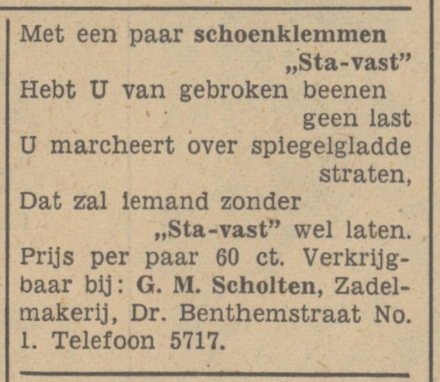 Dr. Benthemstraat 1 G.M. Scholten zadelmakerij advertentie Tubantia 20-12-1940.jpg