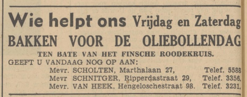 Marthalaan 27 Mevr. Scholten advertentie Tubantia 24-1-1940.jpg