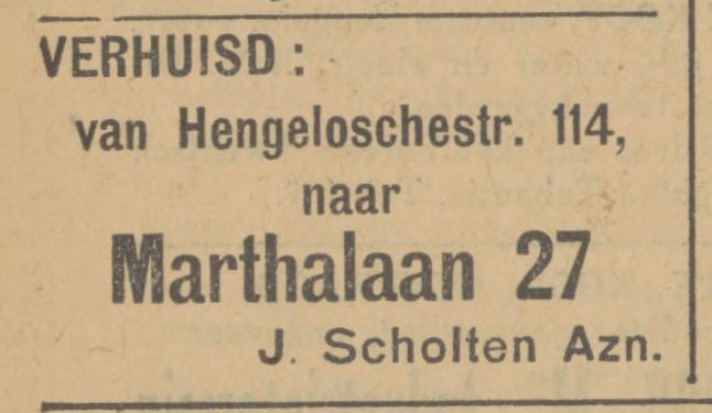 Marthalaan 27 J. Scholten advertentie Tubantia 4-10-1928.jpg