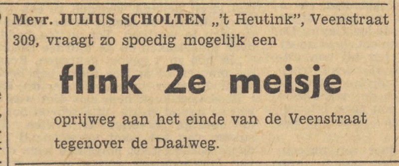 Veenstraat 309 't Heutink Julius Scholten advertentie Tubantia 5-8-1954.jpg