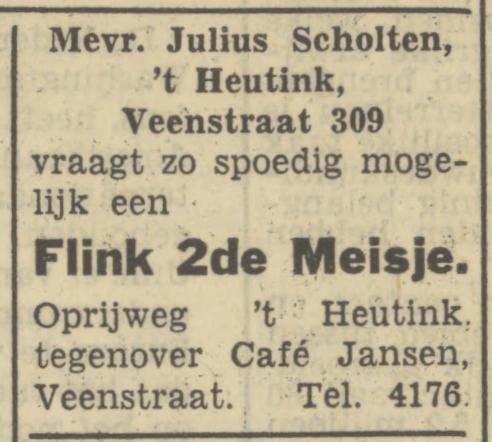 Veenstraat 309 't Heutink Julius Scholten advertentie Tubantia 3-5-1950.jpg