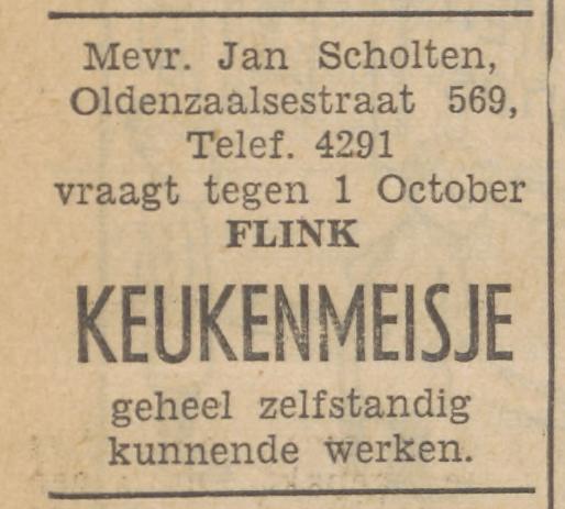 Oldenzaalsestraat 569 Jan Scholten advertentie Tubantia 22-8-1953.jpg