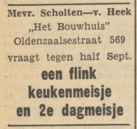 Hengelosestraat 569 Het Bouwhuis Mevr. Scholten-van Heek advertentie Tubantia 11-8-1950.jpg