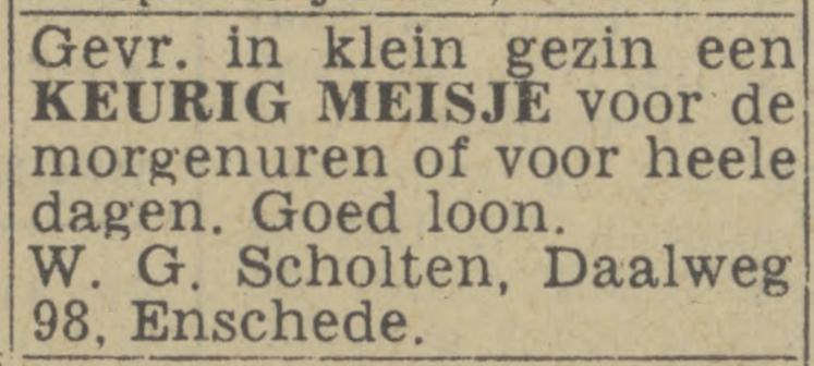 Daalweg 98 W.G. Scholten advertentie Twentsch nieuwsblad 13-8-1943.jpg