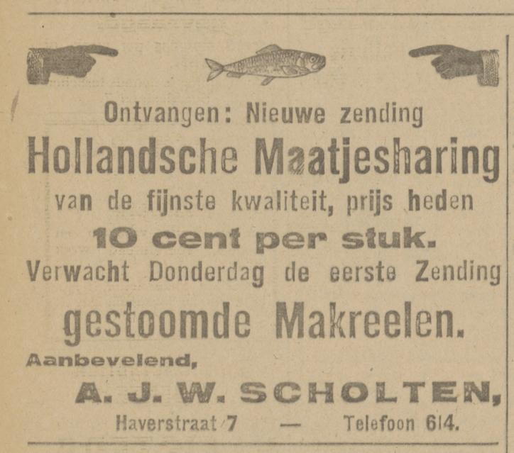 Haverstraat 7 A.J.W. Scholten advertentie Tubantia 28-7-1920.jpg