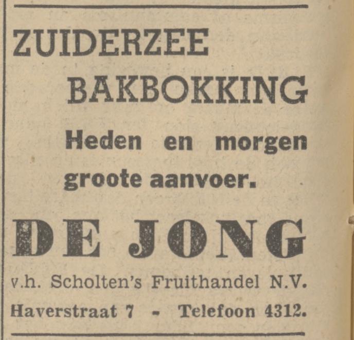 Haverstraat 7 De Jong v.h. Scholten's Fruithandel advertentie Tubantia 25-3-1937.jpg