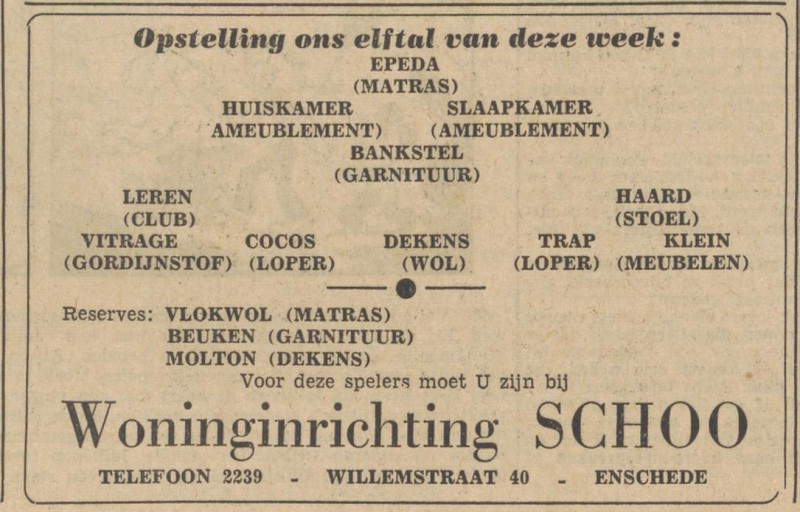 Willemstraat 40 Woninginrichting Schoo advertentie Tubantia 4-10-1952.jpg