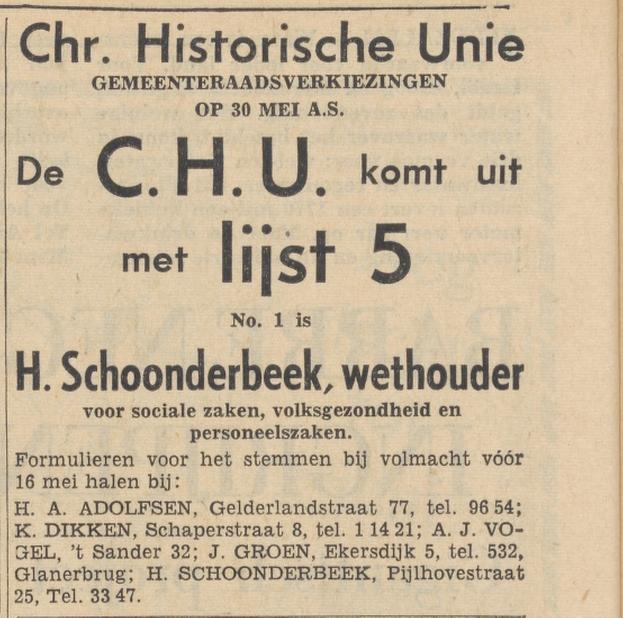 Pijlhovestraat 25 H. Schoonderbeek advertentie Tubantia 10-5-1962.jpg