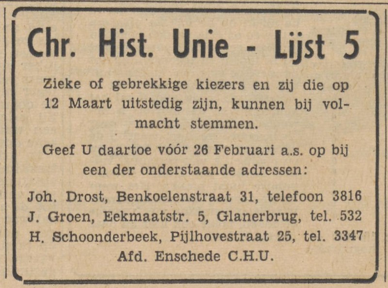 Pijlhovestraat 25 H. Schoonderbeek advertentie Tubantia 20-2-1959.jpg