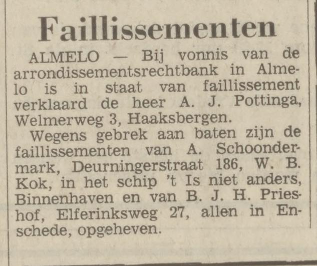Deurningerstrat 170 A. Schoondermark krantenbericht Tubantia 31-12-1970.jpg