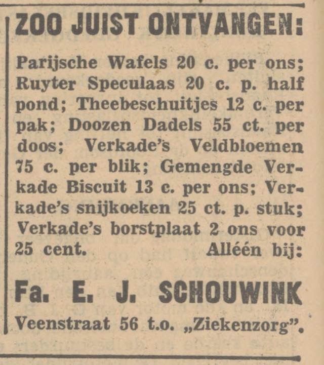 Veenstraat 56 Fa. E.J. Schouwink advertentie Tubantia 13-10-1934.jpg