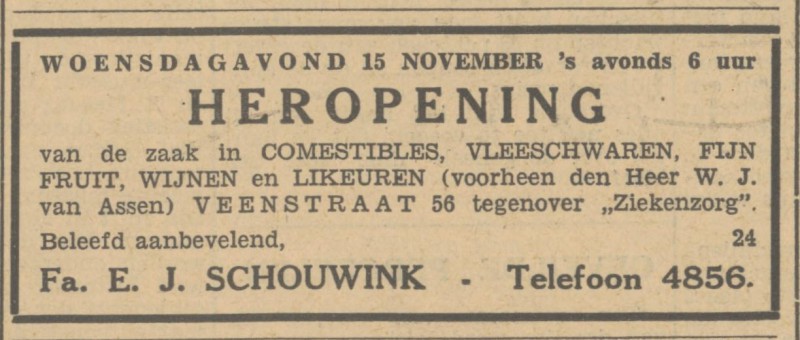 Veenstraat 56 Fa. E.J. Schouwink advertentie Tubantia 14-11-1933.jpg