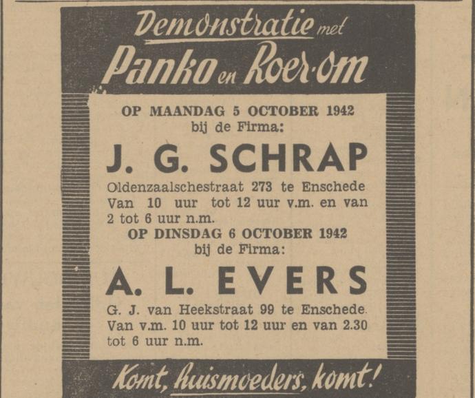 Oldenzaalsestraat 273  J.G. Schrap advertentie Tubantia 3-10-1942.jpg