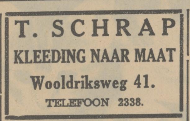 Wooldriksweg 41 kleermaker T. Schrap advertentie Tubantia 18-4-1936.jpg