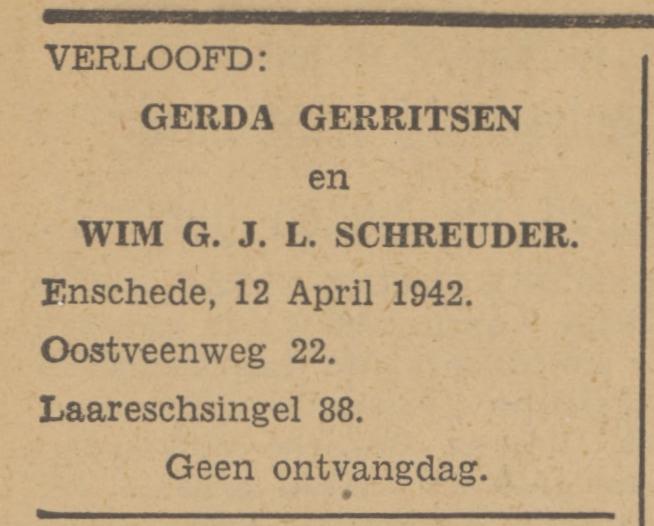 Oostveenweg 22 W.G.J.L. Schreuder advertentie Tubantia 8-4-1942.jpg