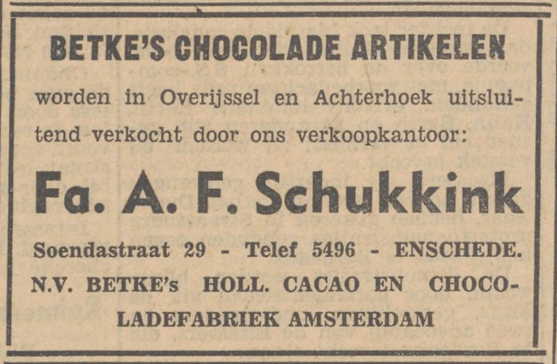 Soendastraat 29 Fa. A.F. Schukkink advertentie Tubantia 19-1-1953.jpg