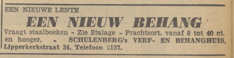 Lipperkerkstraat 34 Schulenberg's Verf- en Behanghuis advertentie Tubantia 12-4-1939.jpg
