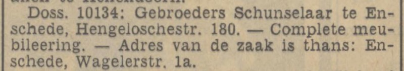 Wagelerstraat 1a Gebr. Schunselaar krantenbericht Tubantia 19-1-1939.jpg