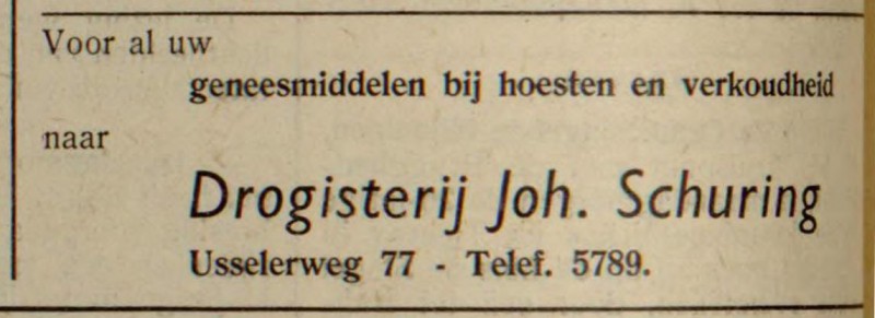 Usselerweg 77 Joh. Schuring drogisterij advertentie Gereformeerd gezinsblad 14-5-1958.jpg