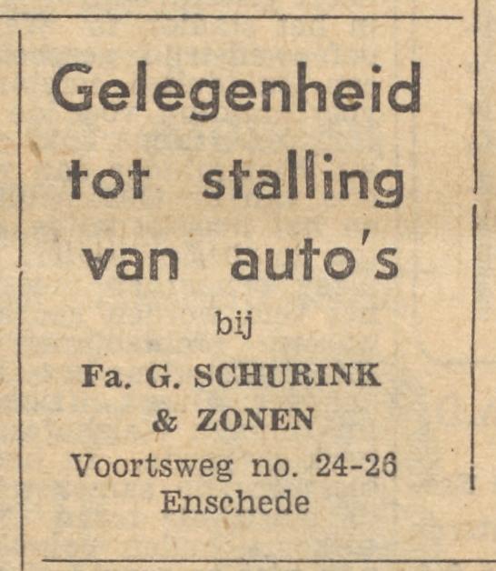 Voortsweg 24-26 Fa. G. Schurink & Zonen advertentie Tubantia 16-5-1957.jpg