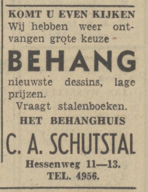 Hessenweg 11-13 Behanghuis C.A. Schutstal advertentie Tubantia 16-3-1948.jpg
