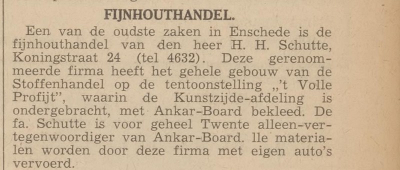 Koningstraat 24 Fijnhouthandel H.H. Schutte krantenbericht Centraal blad voor Israëlieten in Nederland 27-8-1936.jpg
