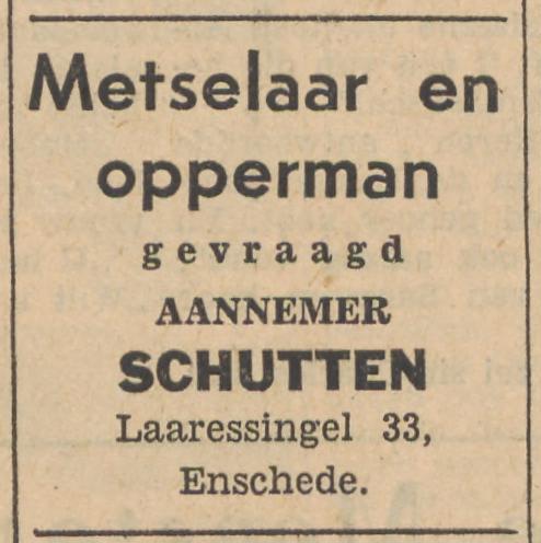 Laaressingel 33 Aannemer Schutten advertentie Tubantia 22-6-1955.jpg