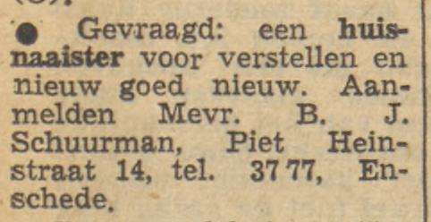 Piet Heinstraat 14 B.J. Schuurman advertentie Tubantia 23-9-1960.jpg