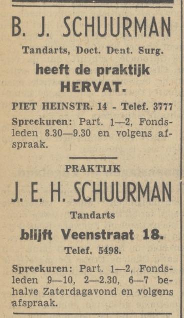 Veenstraat 18 J.E.H. Schuurman tandarts advertentie Tubantia 1-4-1939.jpg