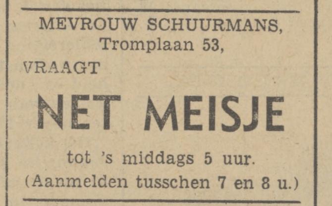 M.H. Tromplaan 41 Mevr. Schuurmans advertentie Tubantia 15-12-1941.jpg