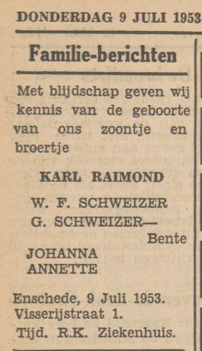 Visserijstraat 1 W.F. Schweizer advertentie Tubantia 9-7-1953.jpg