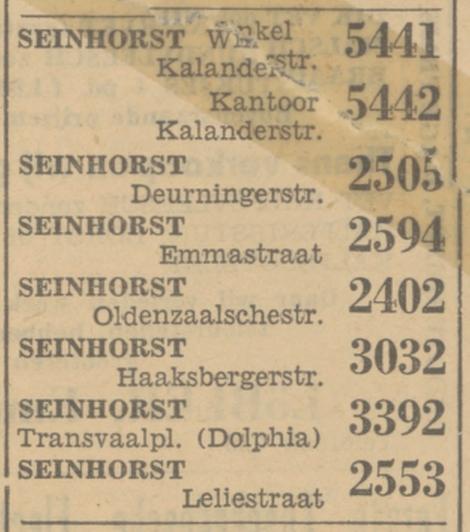 Emmastraat 131 Seinhorst. telf. 2594. advertentie Tubantia 27-2-1953.jpg