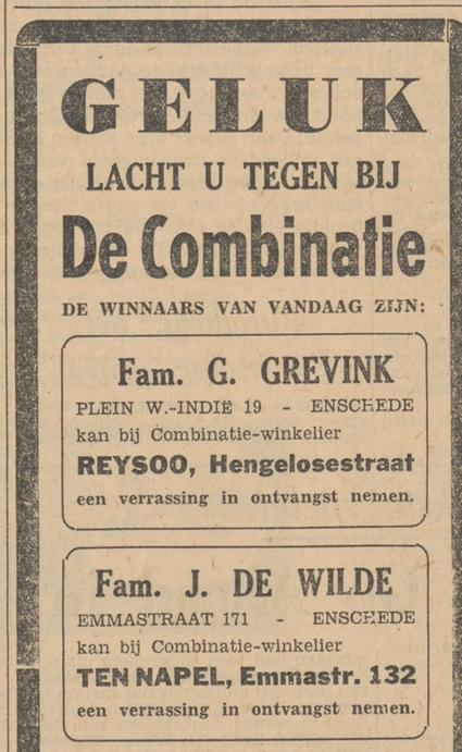 Emmastraat 132 De Combinatie Ten Napel advertentie Tubantia 7-9-1953.jpg