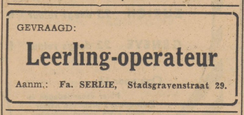Stadsgravenstraat 29 Fa. Serlie advertentie Tubantia 15-7-1952.jpg