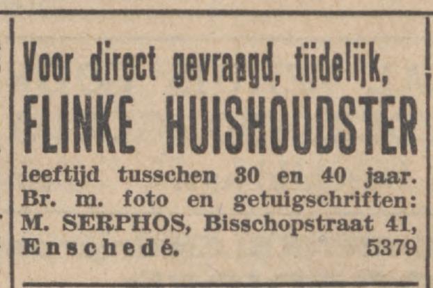 Bisschopstraat 41 M. Serphos advertentie Tubantia 23-4-1937.jpg