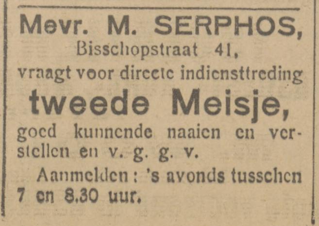 Bisschopstraat 41 M. Serphos advertentie Tubantia 12-1-1925.jpg
