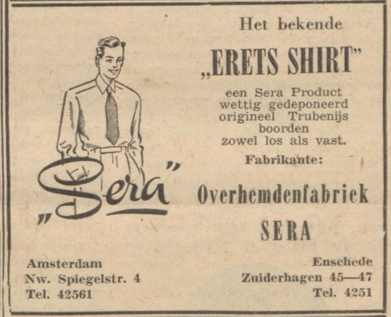 Zuiderhagen 45-47 Ovehemdenfabriek Sera telf. 4251. advertentie Nieuw Israelietisch weekblad 3-7-1953.jpg